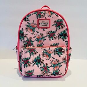 Stranger Things Pink Floral Small Bag Size Backpack Bag Pocketbook Monsters
